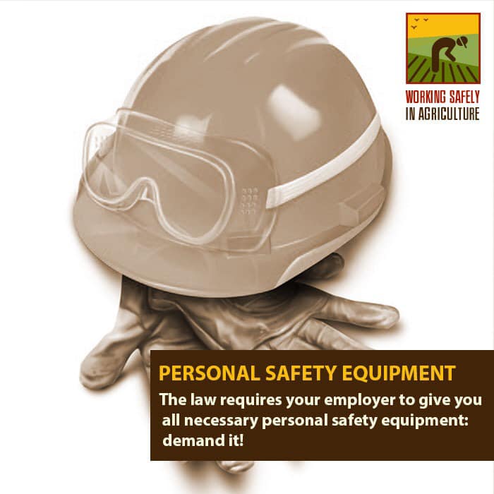 The law requires your employer to give you all necessary personal safety equipment: demand it!